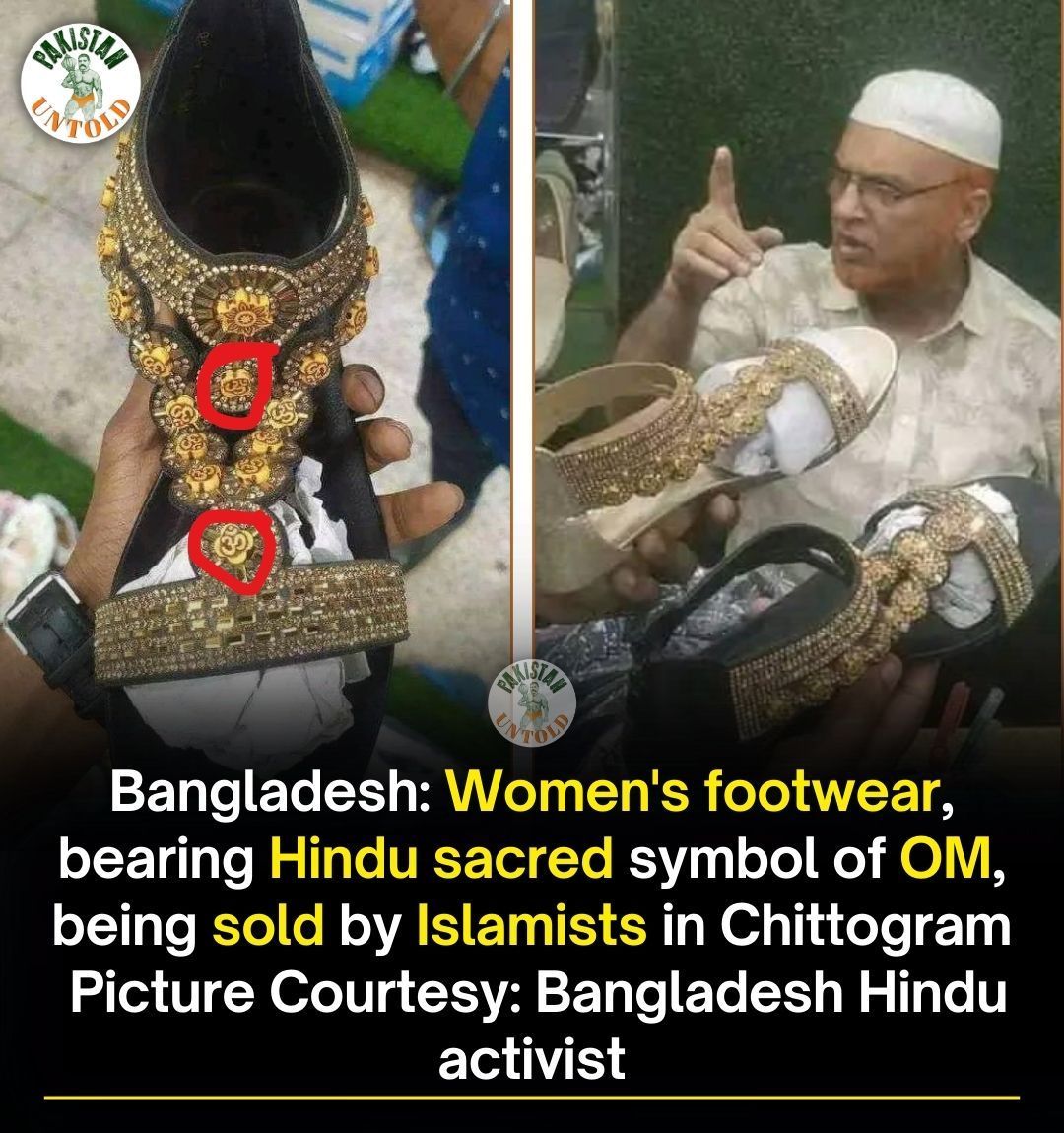 @TimesAlgebraIND Bangladesh businessman selling footwear with holy symbols of Hindus. He must be taught a lesson.