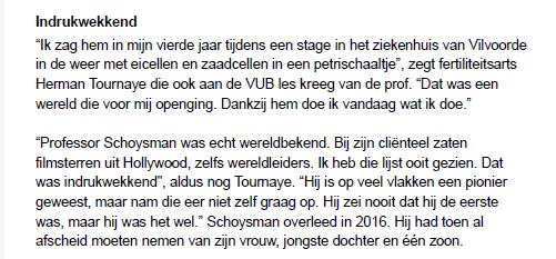 donorkinderen's tweet photo. Diensthoofd Fertiliteit @UZBrussel Herman Tournaye afgelopen weekend haast smalend aan @HLN_BE omdat hij in het zwarte boekje van Schoysman mocht kijken.

Tournaye weet dus van heel wat mensen dat ze donorkinderen zijn zonder dat die mensen dat over zichzelf (mogen) weten. https://t.co/shVbvk4mz5