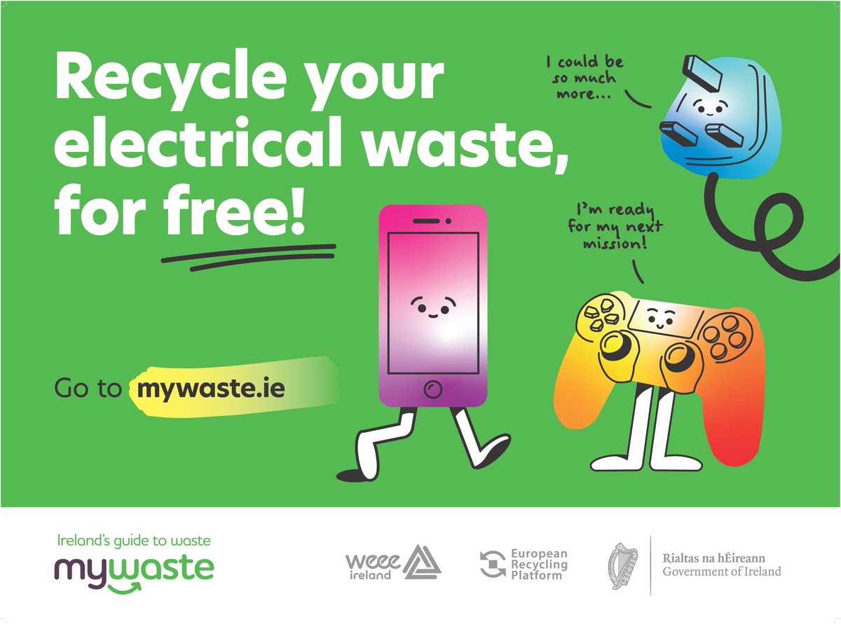 Make sure to recycle all your electrical waste. It is for #free! Read more 👇🏻 mywaste.ie/recycle-your-e… #CircularLiving #ClimateAction