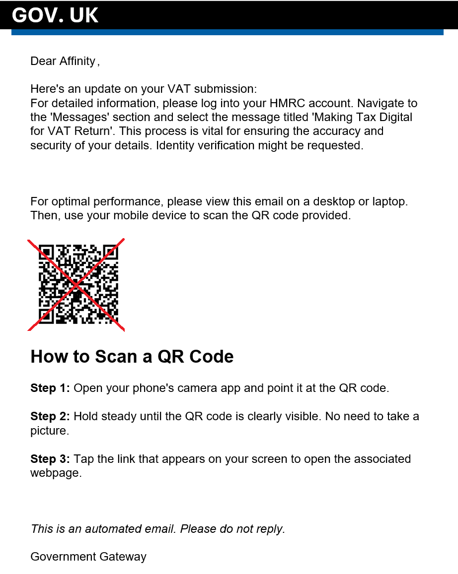 We've posted recently about QR codes being used maliciously. This is a real sample of one masquerading as HMRC that tried to make it through our systems today... #StayAlert