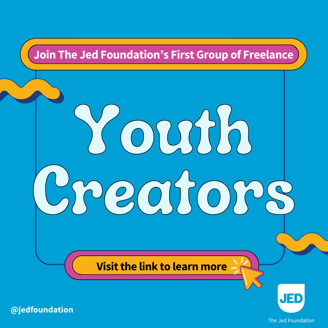 📢💙 Be part of JED’s first group of freelance youth creators! Submit today to create #MentalHealth content & have a positive impact in social spaces for teens & young adults. Only to legal residents of US & DC ages 18-30. Deadline is 5/7: jedfoundation.org/jeds-freelance…