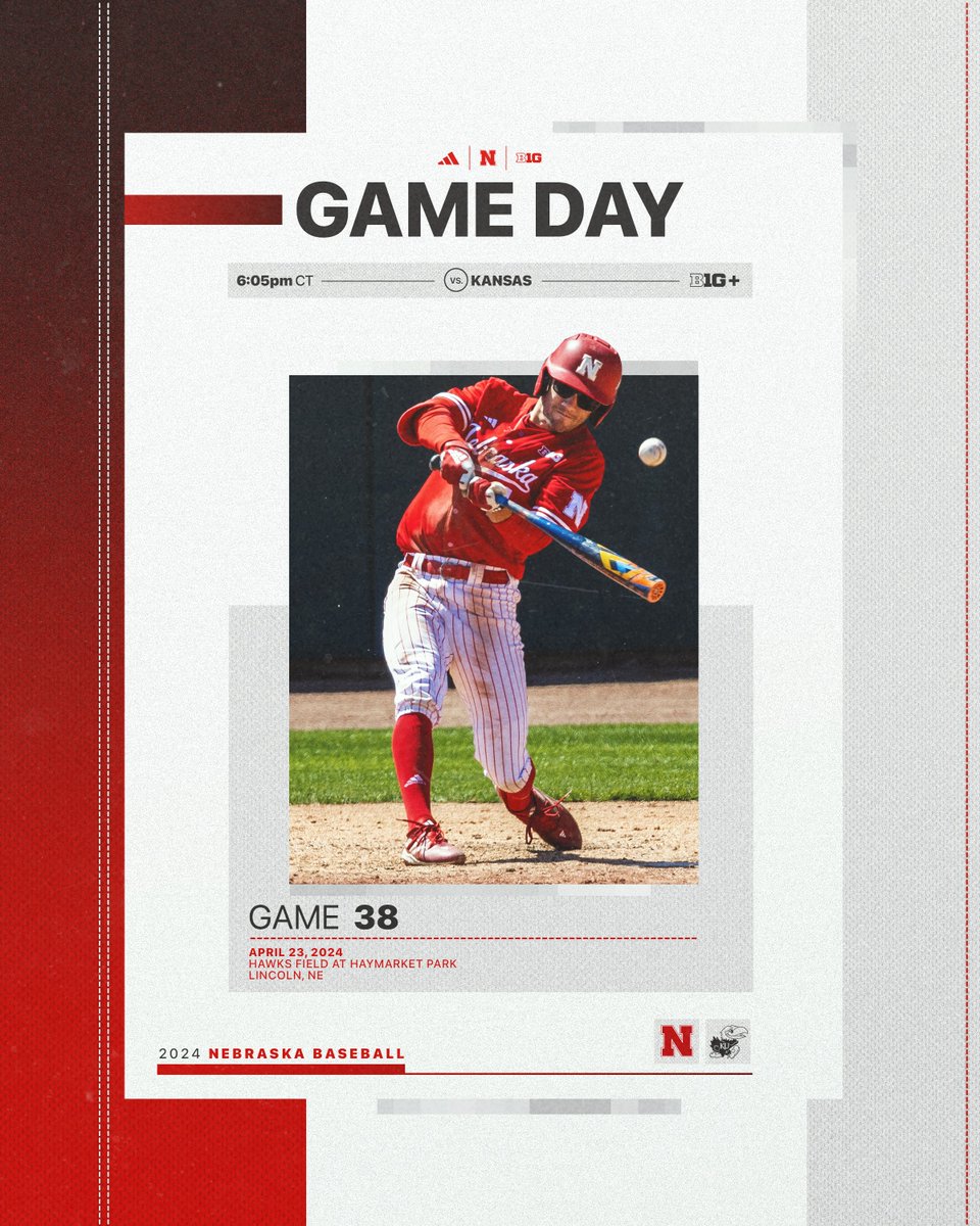 Round 2 vs. KU 🆚: Kansas 📍: Hawks Field at Haymarket Park ⌚️: 6:05pm CT 💻: B1G+ 📻: @HuskersRadio