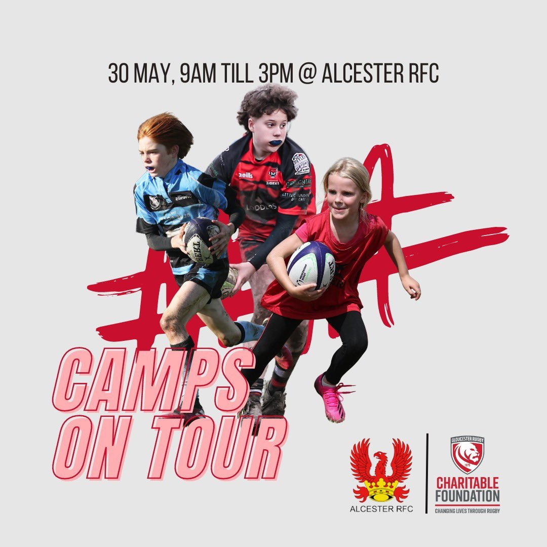 𝗥𝘂𝗴𝗯𝘆 𝗰𝗮𝗺𝗽𝘀 🏉 Gloucester Rugby Charitable Foundation’s May rugby camps are now 𝗟𝗜𝗩𝗘! 📆 28, 29 and 30 May 📍Old Richians RFC, Painswick RFC, and Alcester RFC 🎟️There are limited spots available! Reserve your place now 👉 bit.ly/GloucesterRugb…