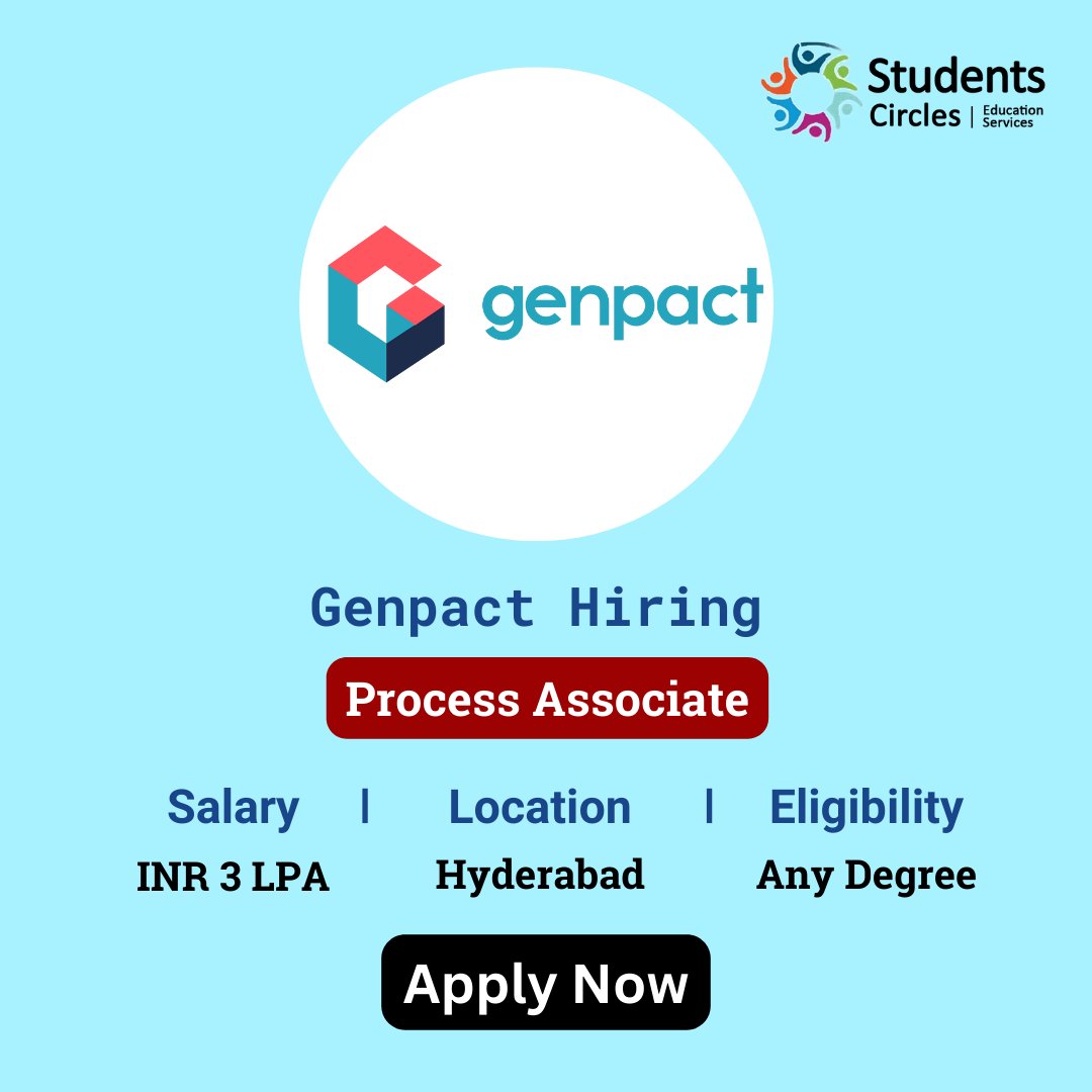 🚀 Join our team at Genpact as a Process Associate! Off Campus Drive 2024 is here, and we're on the lookout for talented individuals to join us in transforming industries and driving innovation. #Genpact #OffCampusDrive #ProcessAssociate

 🌐 APPLY HERE:  zurl.co/eOLB