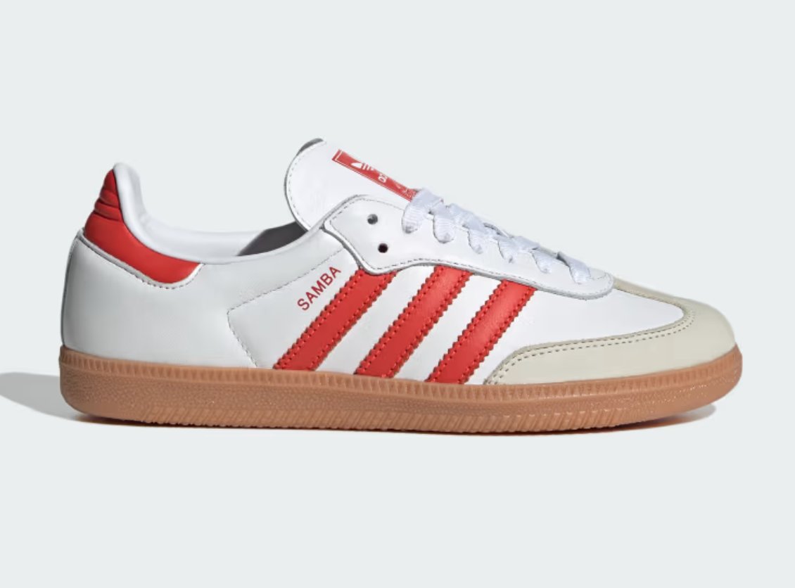 SOLELINKS's tweet photo. Ad: Women's adidas Samba OG 'Cloud White/Solar Red' restocked on adidas US => https://t.co/hIfoT0zyaI https://t.co/iih7J3HtlC