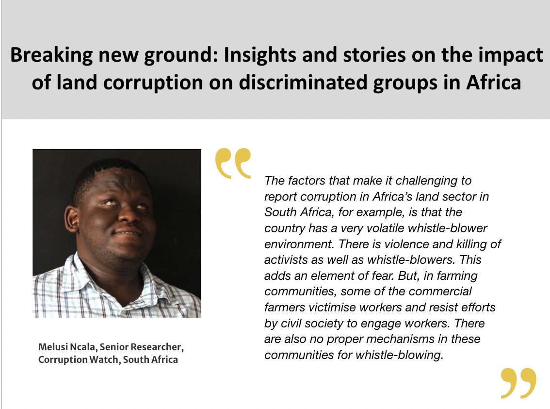 Our webinar on the impact of #landcorruption on discriminated groups in #Africa is now underway with @anticorruption @Corruption_SA @EqualRights @KabandaNaome @KiburiSharon @witschinaafrica You can still join us by clicking here 👉 landportal.org/event/2024/03/…