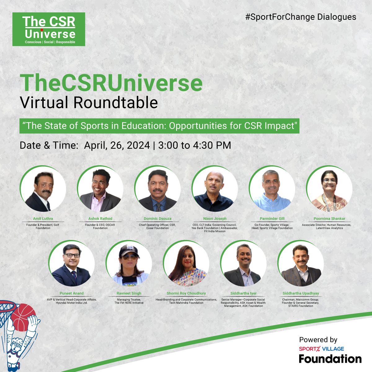 Excited to kick off #SportForChange Dialogues! 
Join us for the inaugural session on April 26, 3:00 PM - 4:30 PM. Explore the intersection of sports and education with insights from industry leaders. Don't miss out! 

Register now:linkedin.com/events/7188010…
