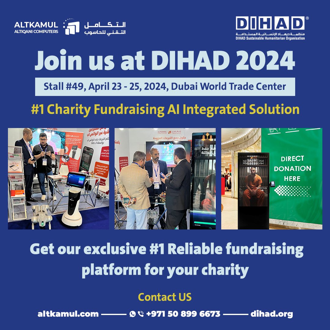 هل أنت متحمس لرؤية كيف تعمل حلولنا التقنية؟

يسعدنا أن نعرض حلولنا المبتكرة في أحد الفعاليات الرائدة في دبي هذا الشهر.

انضم إلينا في معرض ومؤتمر دبي الدولي للإغاثة والتطوير 'ديهاد'.

يقام الحدث في مركز دبي التجاري العالمي في المدّة من 23 إلى 25 أبريل.

#Dihad2024 #Dubai