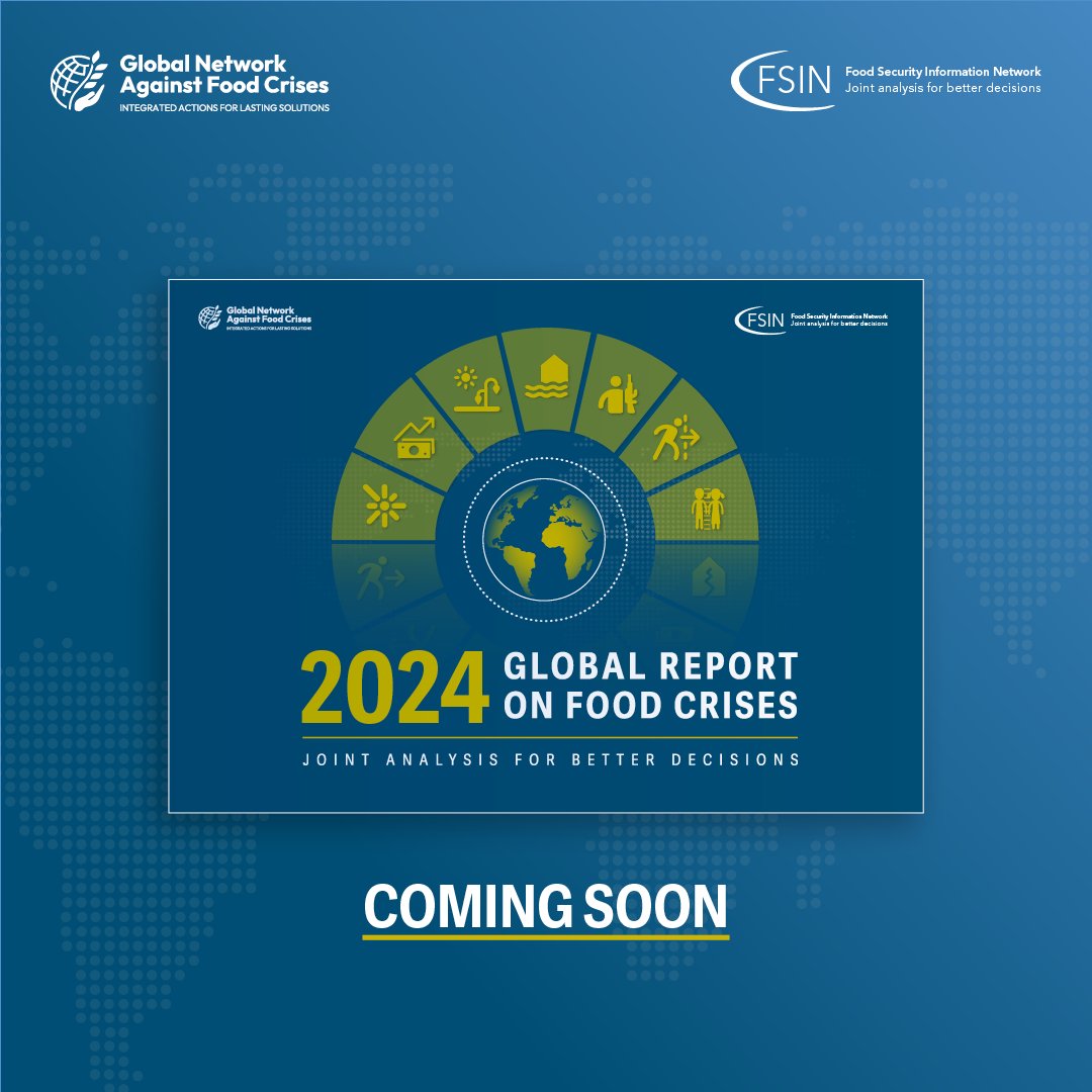 Tomorrow! Join our launch event of the 2024 Global Report on Food Crises #GRFC24 🗓️ Wednesday 24 April 2024 🕑 2pm CEST 📺 Watch online: bit.ly/GRFC2024launch… 💡 Event info: bit.ly/GRFC2024