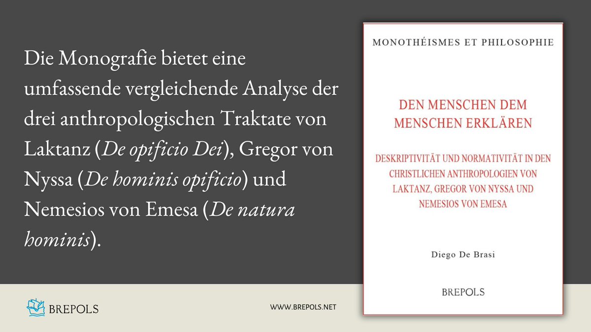 Den Menschen dem Menschen erklären Deskriptivität und Normativität in den christlichen #Anthropologien von #Laktanz, #GregorvonNyssa und #NemesiosvonEmesa By Diego De Brasi Info: bit.ly/4a5fDgR #Christianity #HistoryOfReligion #HistoryOfPhilosophy