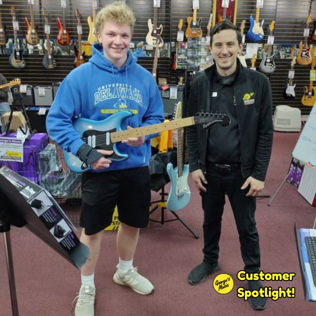 Nice choice Max and loving the blue burst!
Thanks again for letting us be a part of the experience and enjoy the new guitar.  😎
-
SHOP SQUIER GUITARS:  tinyurl.com/2c8cvn2d
-
#fenderatgeorges #georgesmusic #musiciansbuy #newguitarday #customerspotlight #learnguitar