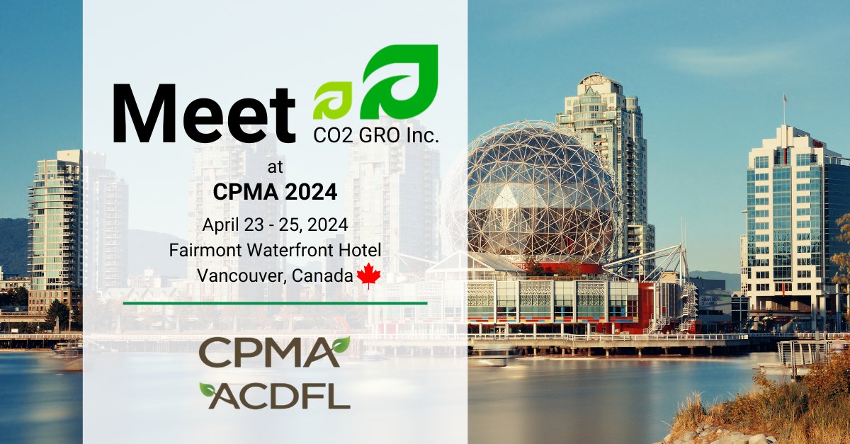 Co2gro's tweet photo. #CO2GRO is excited to be at the Canadian Produce Marketing Association's Convention at #Vancouver, #Canada.

If you're in the area, reach out to our team for a chat about #CO2GRO's #technology, testimonials, or even #data from our trials: sales@co2gro.ca

#CPMA2024 #agriculture https://t.co/qRPpn7fdsR