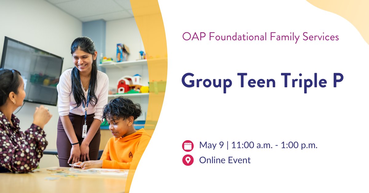 Do you support a child registered with the Ontario Autism Program? Sign up for our FREE 8-week Group Teen Triple P program! You'll learn how to build a close relationship with your teen, teach new skills and more. Register: bit.ly/4cINxdH