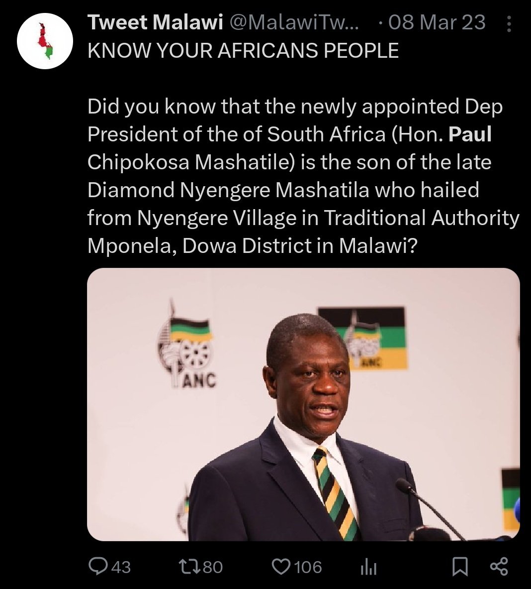 Since they heard that the deputy president of ANC Paul Chipokosa Mashatile is in charge, now illegal Malawian are flooding South Africa illegally !