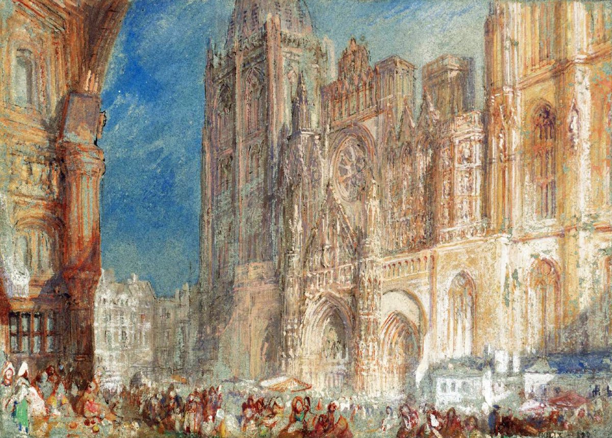 Sixty years before Monet, there was J.M.W. Turner in Rouen, studying light on the facade of the cathedral. Pretty good! Turner was born on this day in 1775.