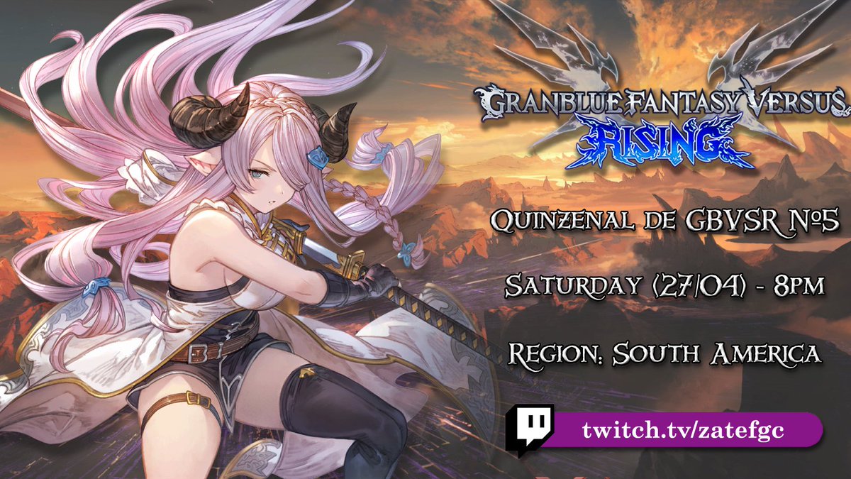 Quinzenal de GBVS Rising Nº5, inscrições abertas! 

Data: 27/04 (Sábado), 20h (UTC-3) 
Inscrição: challonge.com/qgbvsr5
Discord: discord.gg/hW7TpdUdqD
Stream: twitch.tv/zatefgc

Mas e a Evo Japan? Não custa fazer uma speedrun de campeonato antes de começar, bora jogar👀