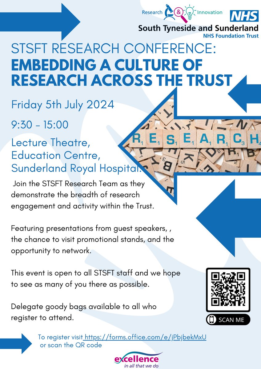 Delighted to announce the @RI_STSFT Research Conference is planned for July 5th 2024. Please see below 👇for more information and booking link @STSFTrust @NIHRCRN_NENCumb