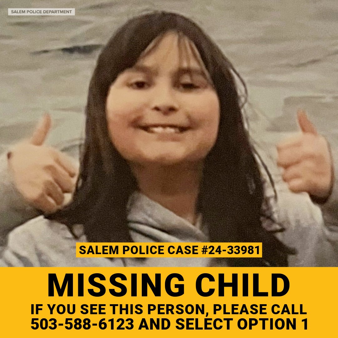 SalemPoliceDept's tweet photo. Good morning, #salemoregon, we're asking for some extra eyes on the look out for 11-yo Madison who went missing overnight in the 4900 block of Liberty RD S. She is ~5-ft. tall, medium build, long, dark hair w/bangs. She was last seen ... read further at https://t.co/rMZ5CBoDir https://t.co/CDDJdieZ5y