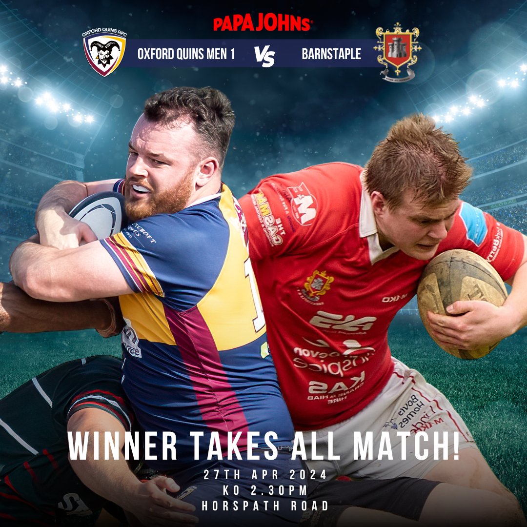 This Saturday is a winner takes all match with @barnstaplerfc to see who progresses to the quarter finals of the @papajohnsuk cup! We would love for as many of you as possible to come and support us. Minis, juniors, coaches, parents, the whole rugby family!
