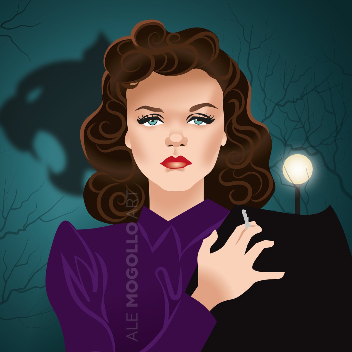 Remembering french actress Simone Simon on her birthday. Here as Irena Dubrovna in cult horror classic Cat People, by Jacques Tourneur. Have you seen it?
#simonesimon #catpeople #jacquestourneur #cultclassic #oldhollywood #halloween #TCMParty #halloweenart #AlejandroMogolloArt