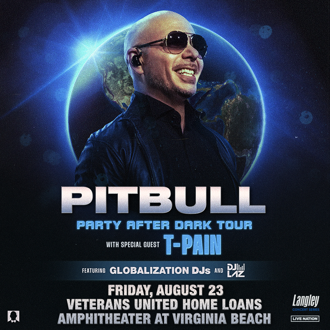 📢 JUST ANNOUNCED 📢 @Pitbull is heading to @VABeachAmp Veterans United Home Loans Amphitheater on Friday 8/23 for the @PartyAfterDarkTour with special guest @TPAIN! 🔥 Presale | Thursday | 10 AM | CODE: RIFF On Sale | Friday | 10 AM | 🎫👉 livemu.sc/3WatcYK
