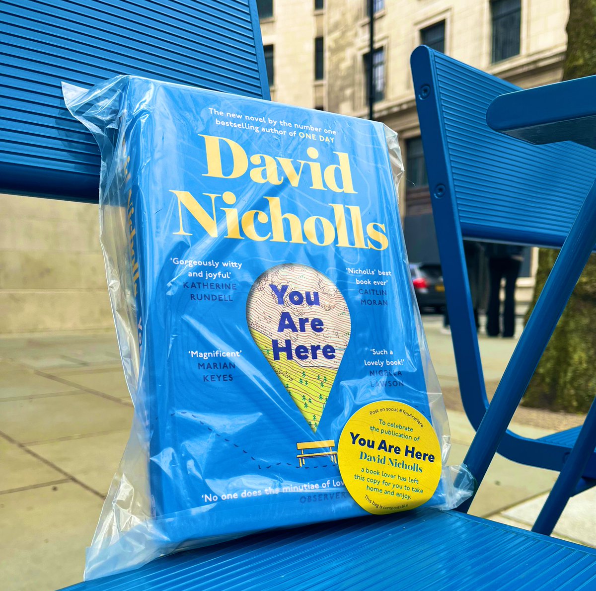 To celebrate the publication of @DavidNWriter’s #YouAreHere, an army of @HodderBooks and @SceptreBooks book fairies is busy leaving copies of this brilliant book on benches around the country. Keep an eye out and enjoy (this one is on a lovely bench on the Strand 👀)