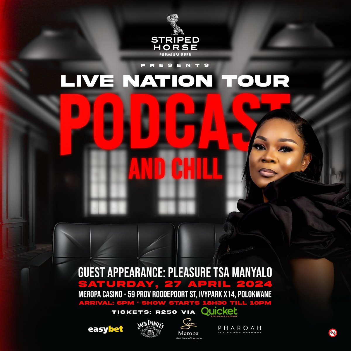 Thungisani 💥Rea lenyalong this weekend🚀 so if y’all know a couple here’s a plug 🔌 #podcastandchill will be at Meropa Casino ka di 27 tsa April 📍 and we got the amazing @PleasureTsaManyalo as a guest 💃🏽 We’re practicing our STEP ✨ Are You? Secure your spot on Quicket or…