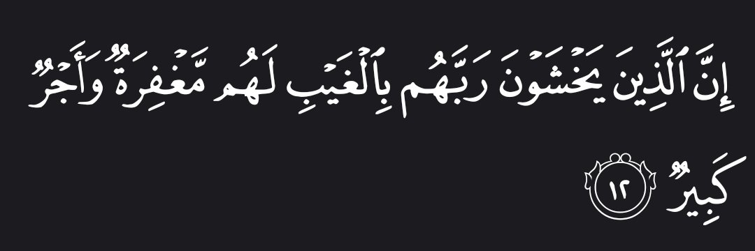 “Indeed, those in awe of their Lord without seeing Him will have forgiveness and a mighty reward.” — Al Qur’aan [67:12]
