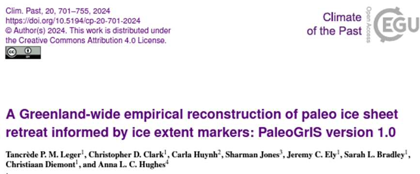 If interested in how the Greenland Ice Sheet shrank , we have just published a paper on this plotting its reduction in area from 14 000 years ago and computing ice margin retreat rates. Thread of the key pictures follows here 1/6 cp.copernicus.org/articles/20/70… @PalGlac @ERC_Research
