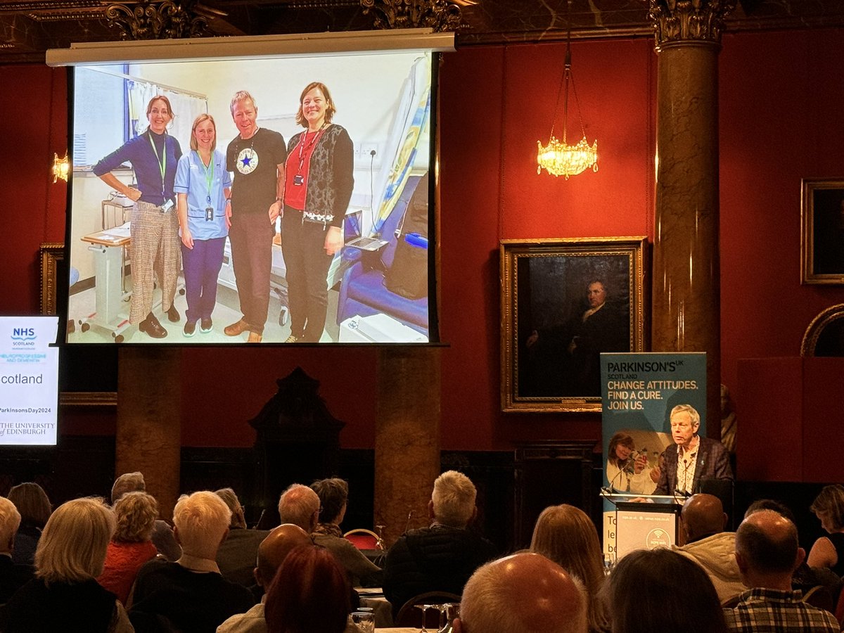 SarahMuir's tweet photo. “Focus on what you can do” &amp; “research got to be the answer” 
Powerful messages from @marcvangrieken about the impact of involvement in #Parkinsons research &amp; benefits to all involved. 
“#ParkinsonsResearch in Scotland” event celebrating #WorldParkinsonsDay2024 https://t.co/RKXFxP13I5