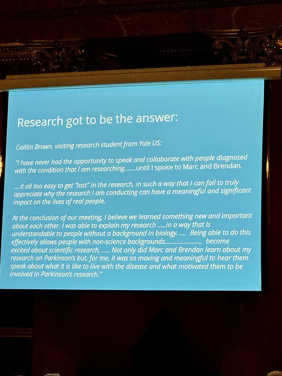 SarahMuir's tweet photo. “Focus on what you can do” &amp; “research got to be the answer” 
Powerful messages from @marcvangrieken about the impact of involvement in #Parkinsons research &amp; benefits to all involved. 
“#ParkinsonsResearch in Scotland” event celebrating #WorldParkinsonsDay2024 https://t.co/RKXFxP13I5
