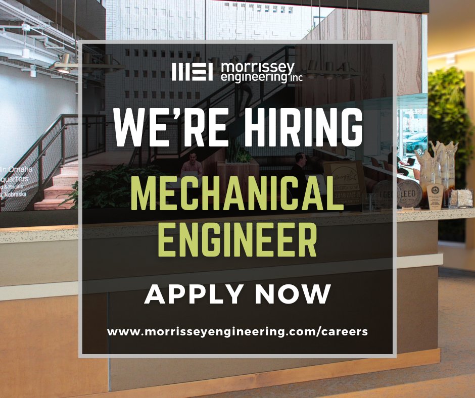 #WeAreHiring | Join a team of mechanical engineers collaborating with engineering principals and project managers to create mechanical building designs.
Apply today!
morrisseyengineering.com/careers/
#morrisseyengineering #buildingdesign #EngineeringExcellence #MechanicalEngineering