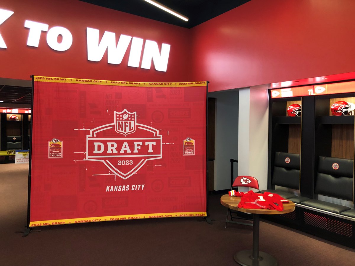 The Chiefs are offering 'Draft-Themed' tours of GEHA Field at Arrowhead Stadium on April 25 and 26! These tours include a unique photo station in the locker room and an on-field experience (weather permitting). More Info ➡️ chfs.me/stadiumtours