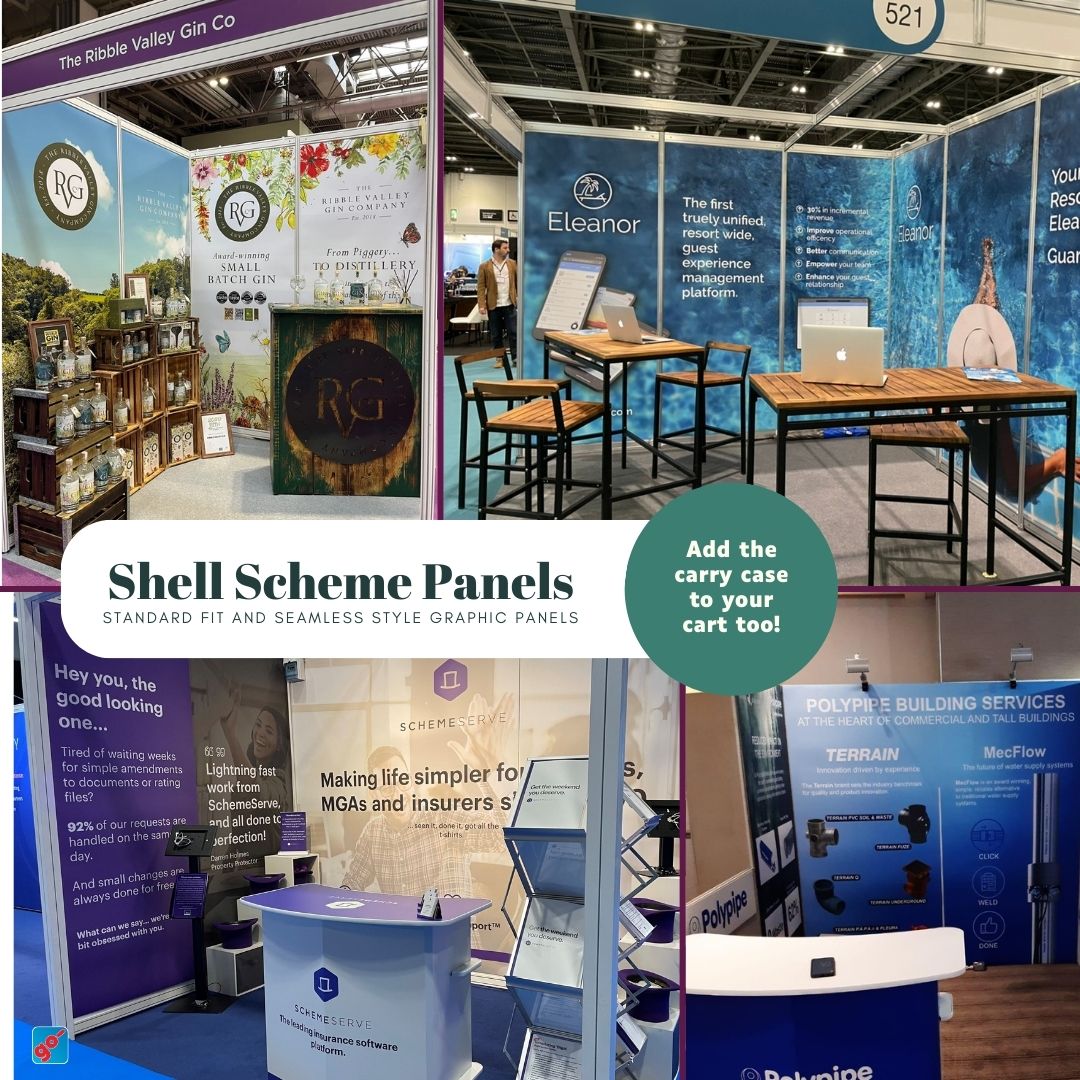 godisplays's tweet image. Order custom printed and sized shell scheme panels to perfectly fit the shell frame. 

View all stand size options here - bit.ly/3BaAq4x

#shellscheme #shellschemegraphics #rollablegraphics #exhibitions