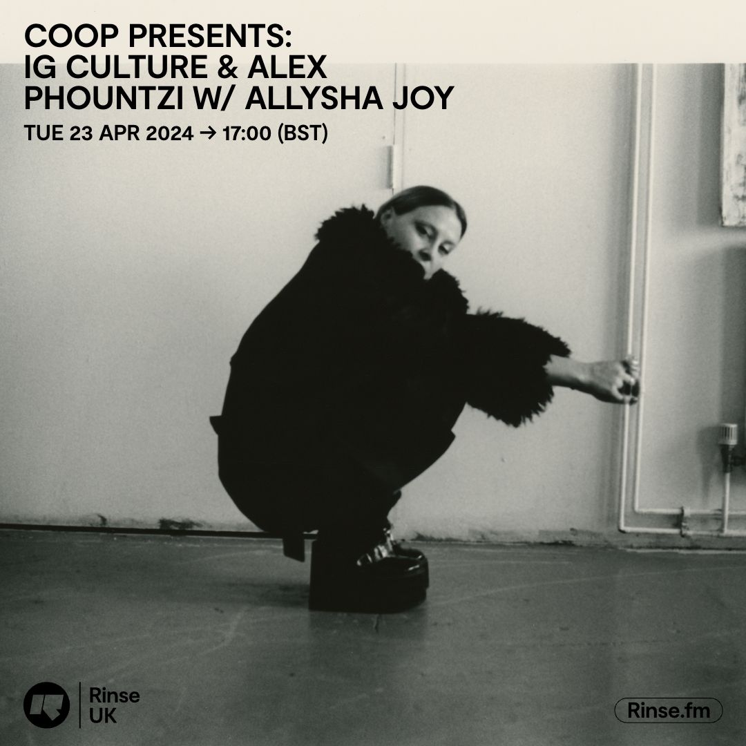5-6pm UK, @AllyshaJoy is on @RinseFM with the @CoOpPresents crew, ahead of the release of her new single tomorrow. Lock in.