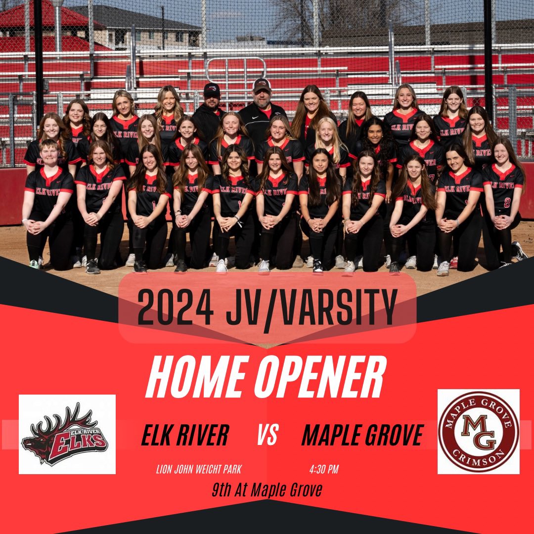 HOME OPENER!! The ELKS will take on the crimson at 4:30 at loins park. Our 9th grade team will in maple grove at 4:30! Come out and support your elks!