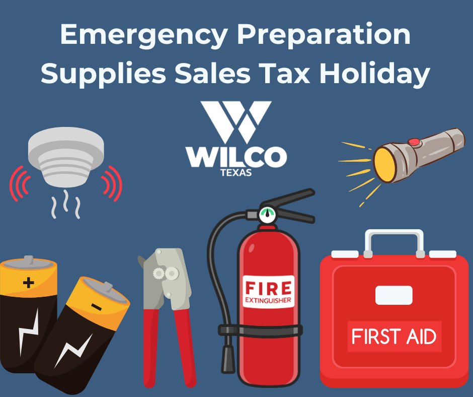 Are you prepared for a natural disaster? This weekend is the perfect time to make sure you have the supplies you need in case of an emergency. From April 27 - 29, emergency supplies are tax-free. To view the list of qualifying items, visit wilcotx.gov/CivicAlerts.as…