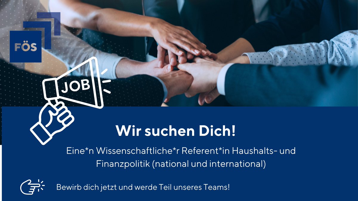 foes_news's tweet photo. 🔊Stellenausschreibung

Wir suchen zur Unterstützung unseres Teams: eine*n Wissenschaftliche*r Referent*in für Haushalts- und #Finanzpolitik (national und international) (m/w/d)

👉Hier mehr erfahren und gleich bewerben https://t.co/vk3RfqHybG
Wir freuen uns! https://t.co/qlTn6zuhB2