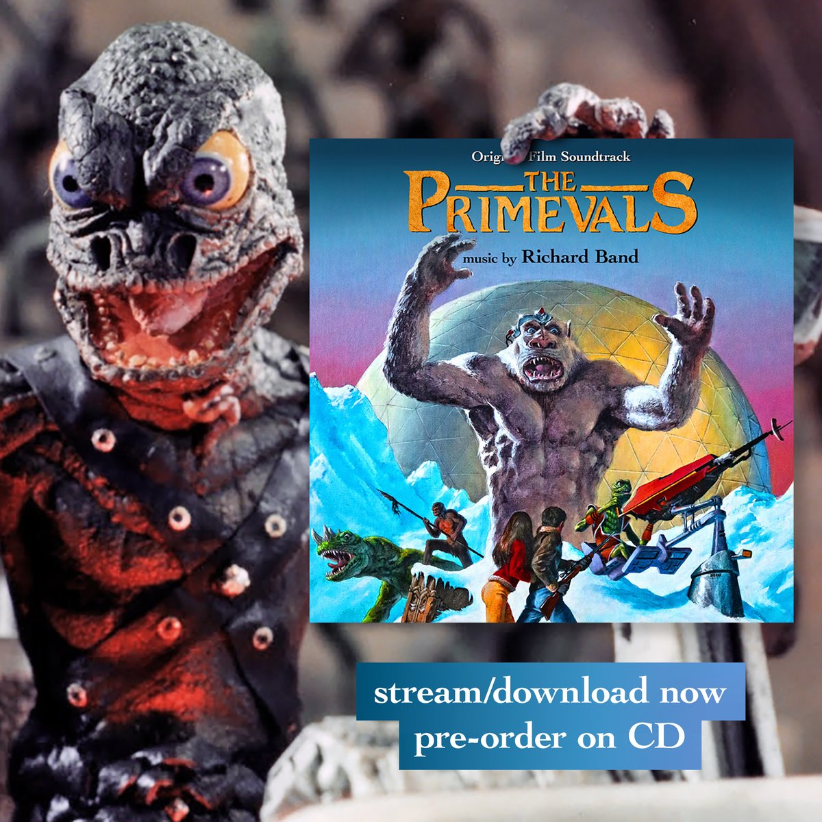 THE PRIMEVALS The original film soundtrack by @RichardBand_ is now available to pre-order on CD silvascreen.ochre.store/release/443806… #soundtrack #ThePrimevals #cd