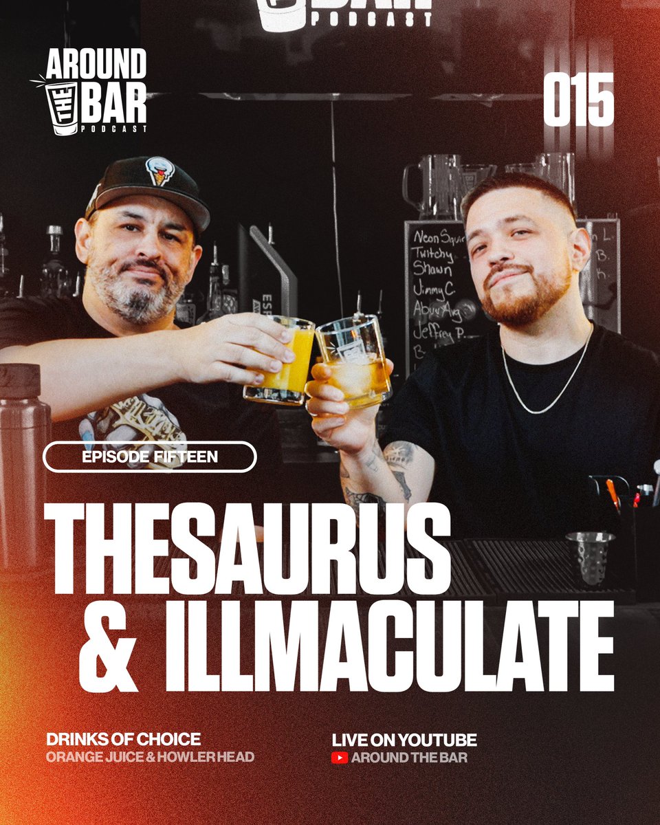 Today on Around The Bar we have legendary battle rappers The Saurus and Illmaculate on talking about 20 years of battle rap, Drake vs. Kendrick, and much more. then we have a 2v1 freestyle battle on the spot and i think it’s debatable. live soon 🍻