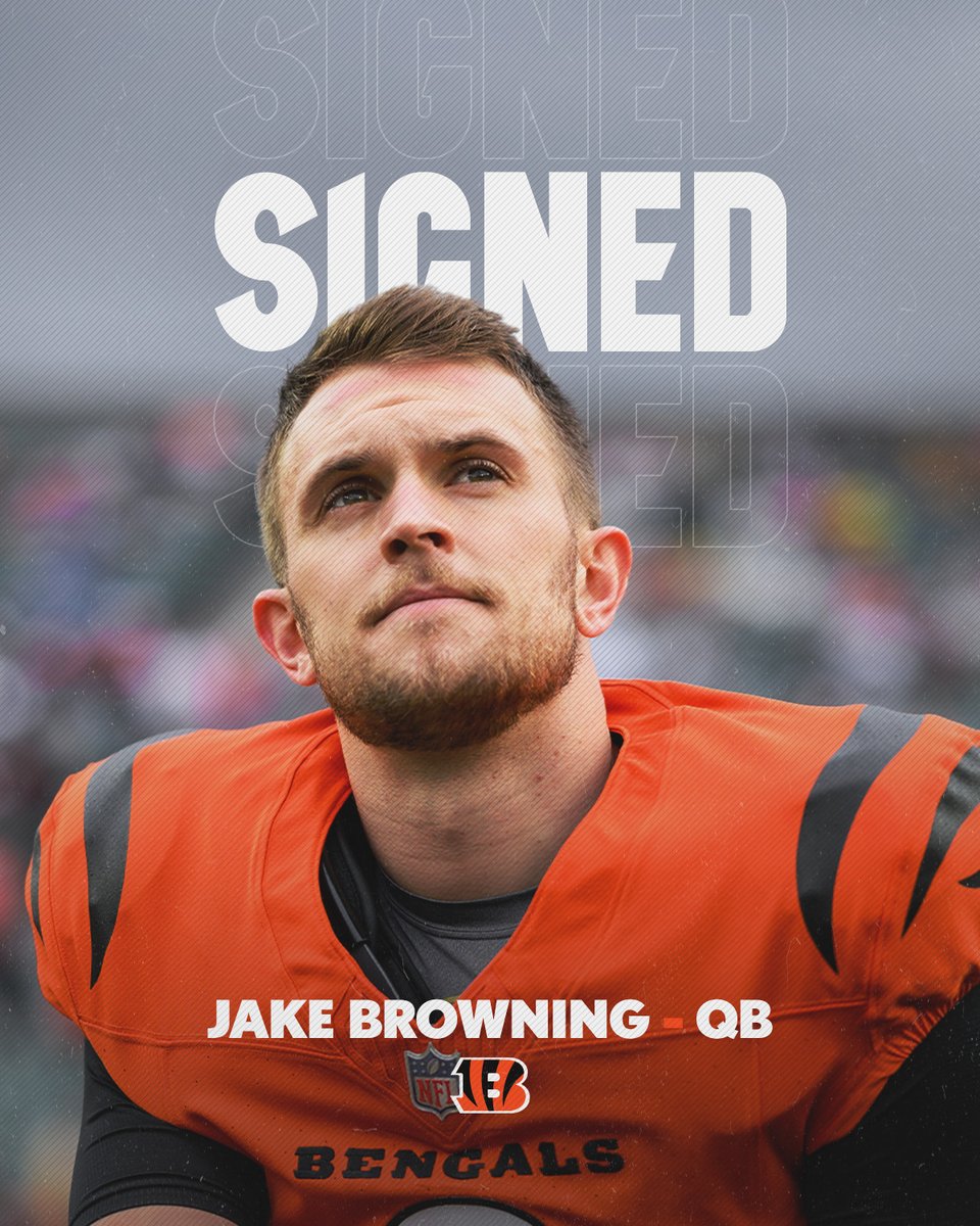 We have re-signed exclusive rights QB Jake Browning to a two-year contract through the 2025 season. 📰: go.bengals.com/3Jwsyxb