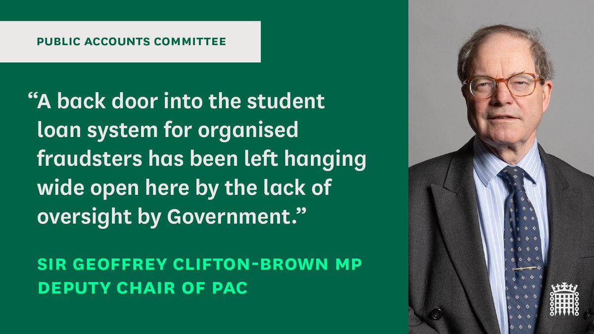 🚨 New report: Student loans issued to those studying at franchised higher education providers 📢 @educationgovuk should set out what it will do to strengthen oversight of franchised HE providers Deputy Chair, Sir Geoffrey Clifton-Brown MP comments 👇 publications.parliament.uk/pa/cm5804/cmse…