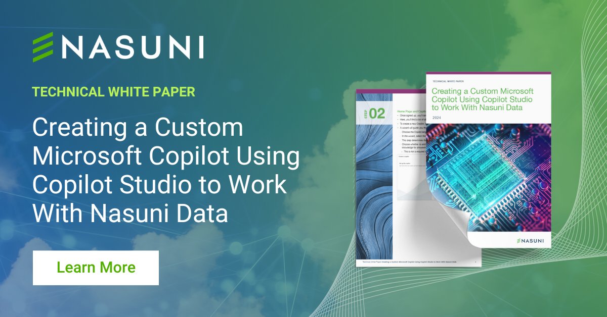 Discover the steps and use cases for creating custom copilots with your unstructured @Nasuni data using @Microsoft Copilot Studio. 💡 ☁️ Take advantage of your data with Copilot by reading our technical white paper ➡️ bit.ly/3xImBuz #MSFT #AI #DataIntelligence