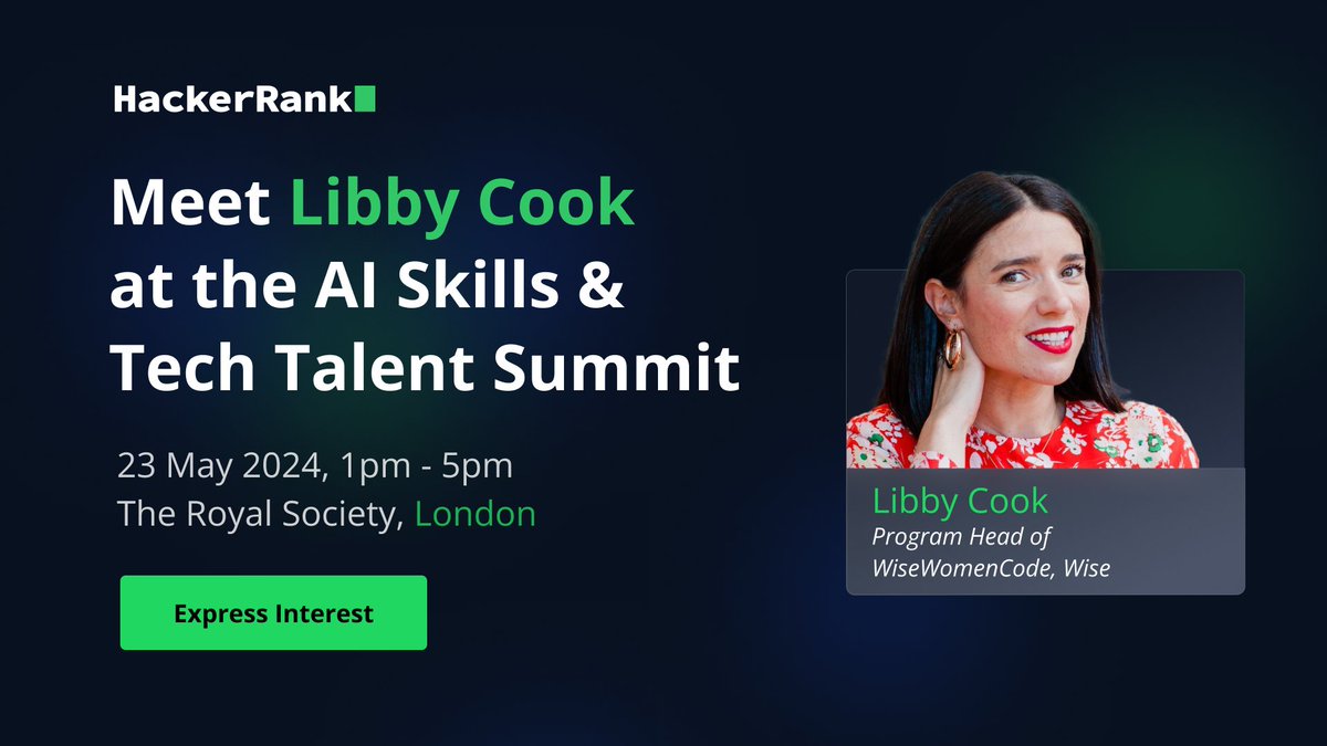 Libby Cook, Program Head at WiseWomenCode, @Wise will be joining luminaries from across the globe as a speaker at the AI Skills & Tech Talent Summit. She'll provide insights into future-proofing companies to thrive in an AI-driven landscape. More here: hackerrank.com/resources/ai-s…