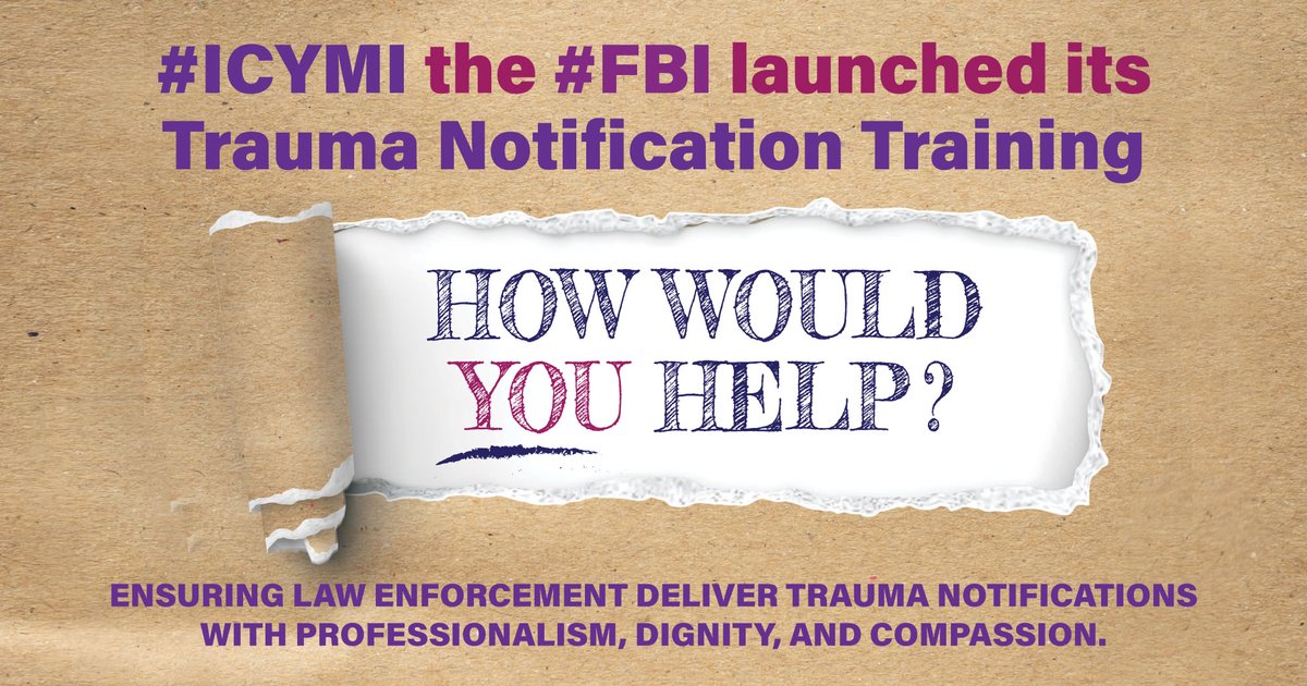 Empathy, compassion, and dignity matter. Discover how the FBI's Trauma Notification Training is helping law enforcement and victim services providers deliver death and trauma notifications to family members following a crime. ow.ly/8tZk50Rlp56