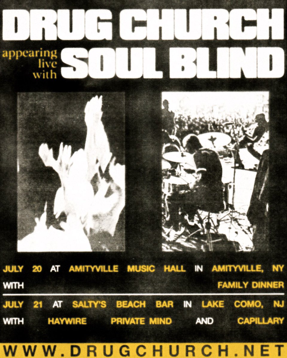 New York and New Jersey this summer with @soulblindhv and others! Tickets on sale Friday at 10 AM ET drugchurch.net