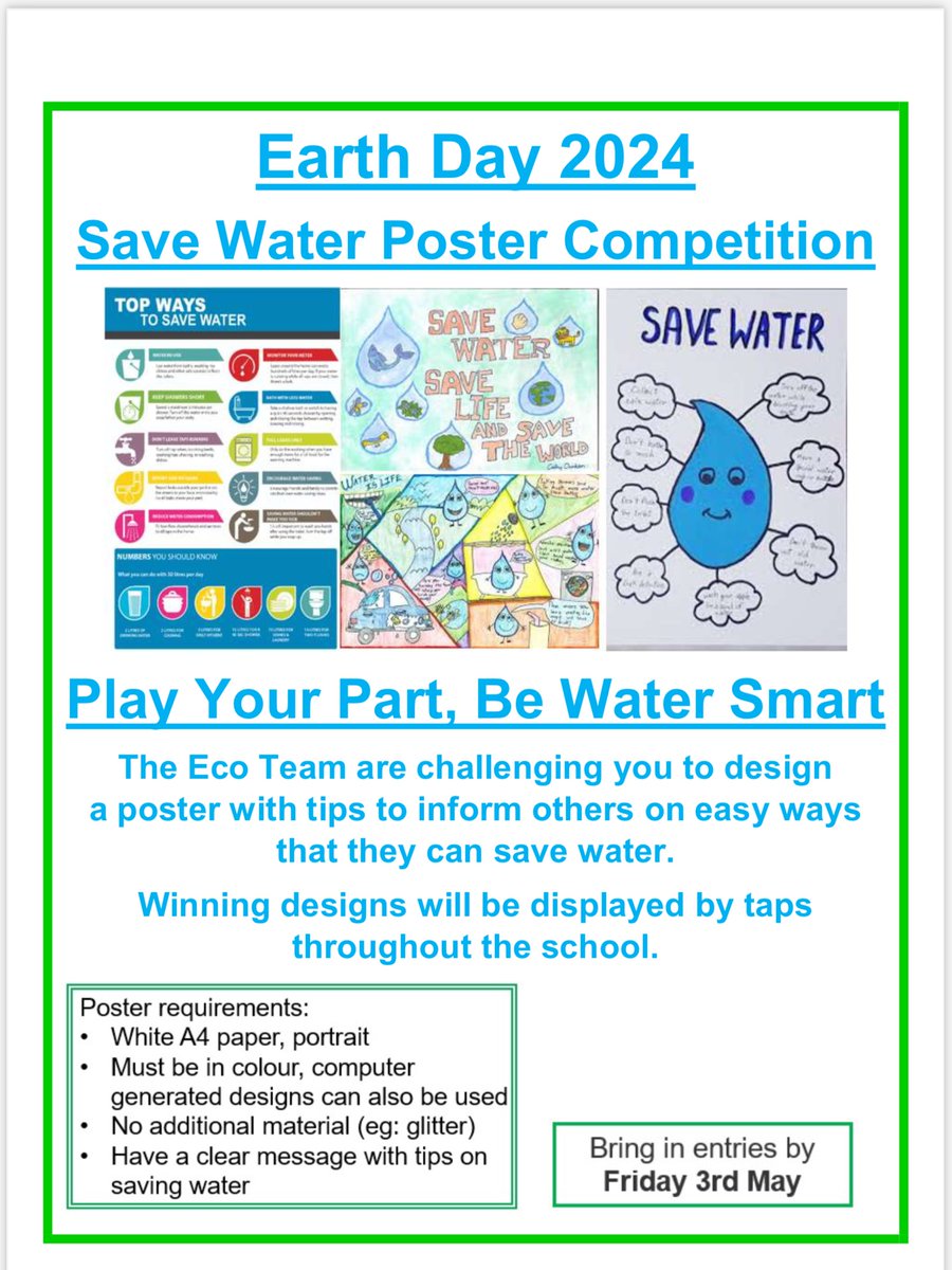 Southwold celebrated #EarthDay with an #EcoTeam assembly. They launched their 'Saving Water' #competition and are encouraging all pupils to participate, with winning posters to be showcased on school sinks! Deadline: Friday 3rd May. Further details below. 💚🥤 #EarthDay2024