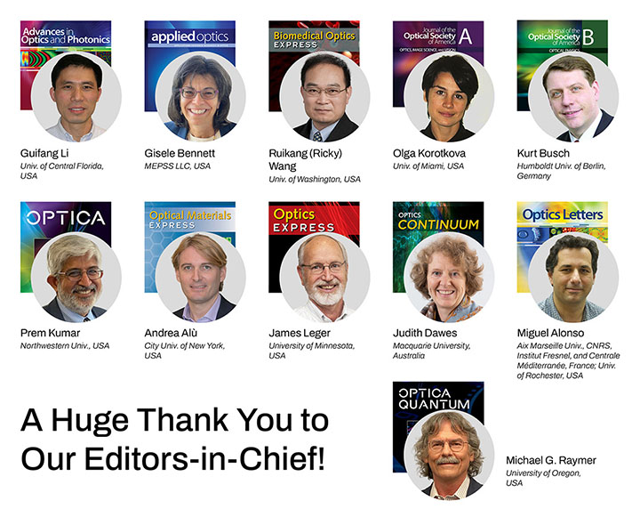 Our dedicated Editors-in-Chief and editorial board members work hard to ensure that the peer-reviewed content we publish meets the needs of our authors and readers. We greatly value your time and expertise. #VolunteerMonth @OpticaWorldwide