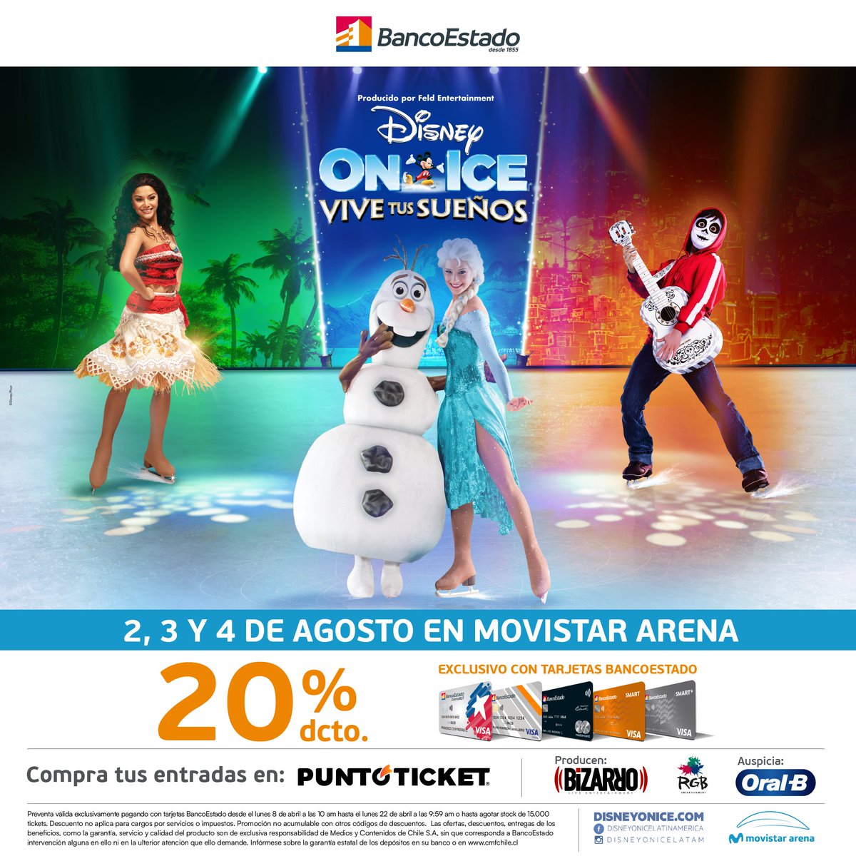 ¡Comenzó la venta de entradas para Disney On Ice! ❄️⛸️ Regresa a Chile el espectacular show sobre hielo de Disney al Movistar Arena para toda la familia. Mickey, Minnie y los personajes favoritos de ayer y hoy se presentarán este 2, 3 y 4 de agosto en el recinto del Parque…