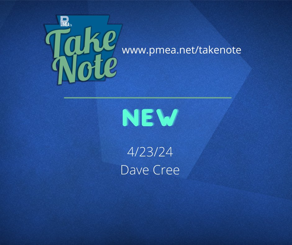 We just posted a new Take Note podcast where we talk with Dave Cree. Dave was PMEA President from 1994-1996 & talks with us about his career, work with PMEA & his current work with the Penn State Blue Band. You can find Take Note in the podcast apps & at PMEA.net/takenote